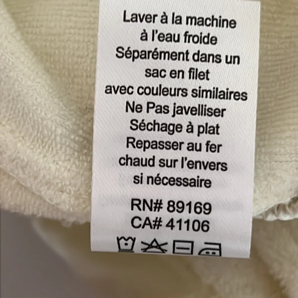 ATM Women XL Cream Satin French Cotton Terry Pull-On Chalk Jogger Track Pant NWT